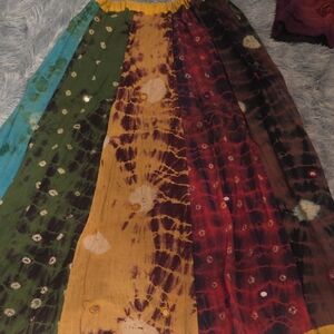 1980's Bohemian /Gypsy Tie Die Multicolor A-Line Skirt.